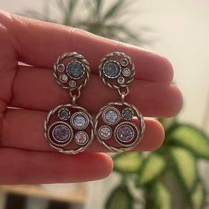 Brighton RETIRED Halo Post Drop Earrings Silver-Tanzanite Lavender, Blue, Aqua